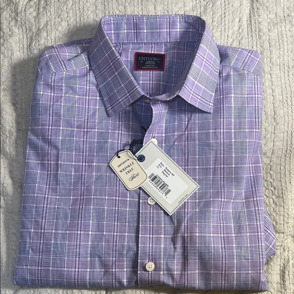 UNTUCKit men’s Purple Plaid Casual Button Down Shirt size M